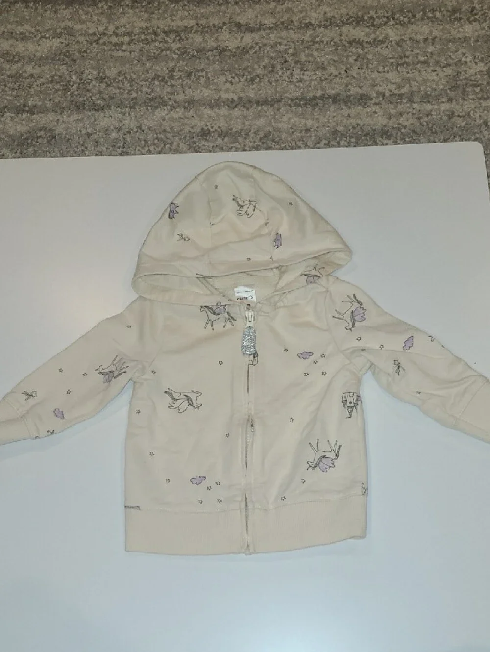 Carters Made Of Magic Baby Unicorn Hoodie Set with Lavender Onesie Size 6 Months